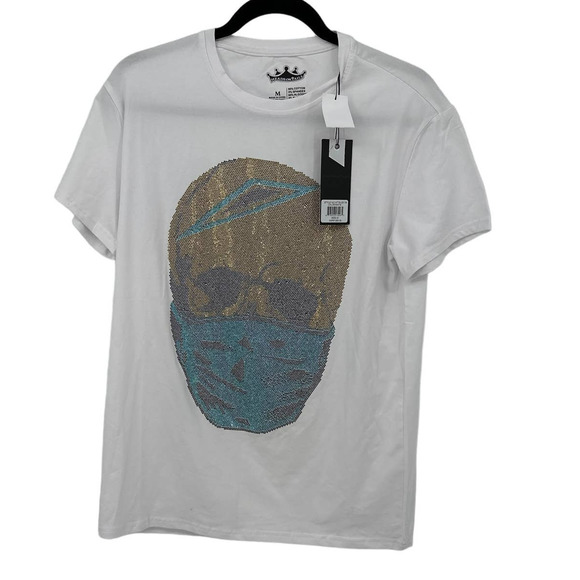 Heads Or Tails Rhinestone Skull Graphic Tee NWT Medium - Picture 2 of 8